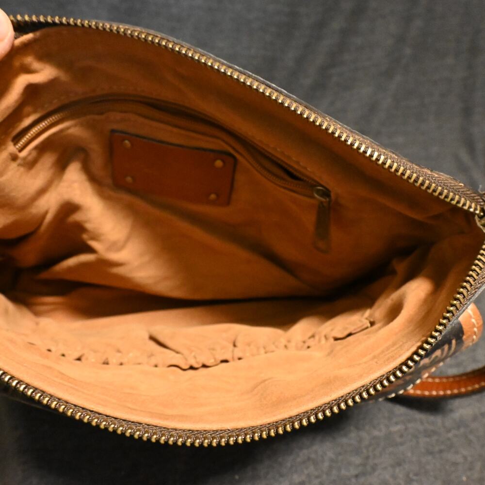 Patricia Nash Leather Crossbody European Trip Map Adjustable Strap Bag Purse - Picture 4 of 5